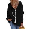 Herbst und Winter Damen Pullover Strickwaren V-Ausschnitt Langarm Strickoberteile Pullover