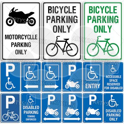 Parking Metal Sign Bicycle Disabled Motorcycle Parking Plaque Do Not Attach Bikes To The Fence