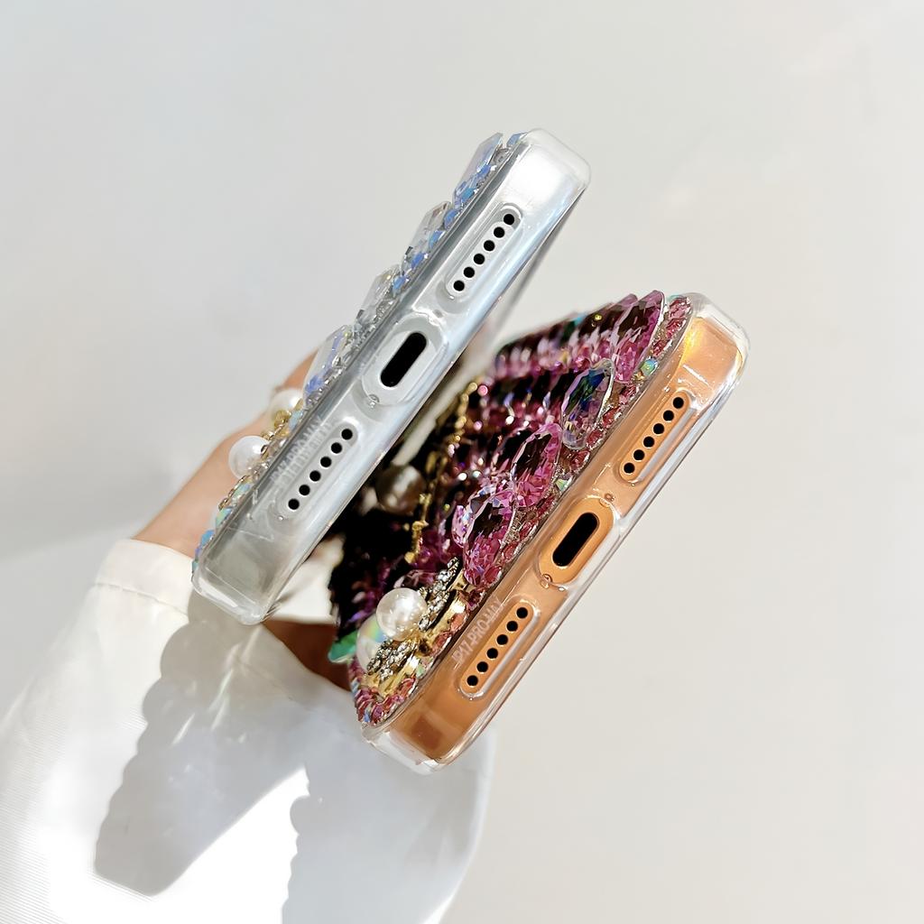 Glitzer Strass Handyhülle Für XiaoMi 15 Ultra 14 Pro 14T 14A Plus 13 Lite 13T 12 12T 12S 12X 5G Rosa Kristall Diamant Rosenblüten Design