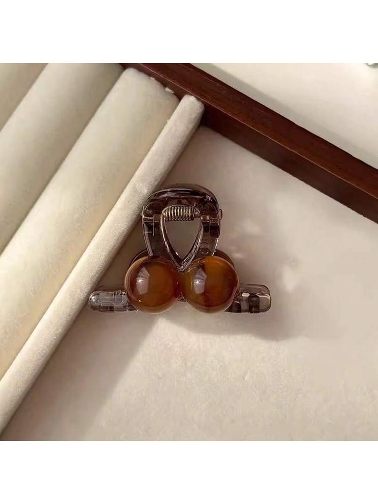 1-Piece Brown Maillard Double Pearl Hair Clip - High-End Cute Hair Accessory, Bangs Clip, Versatile Everyday Hairpin