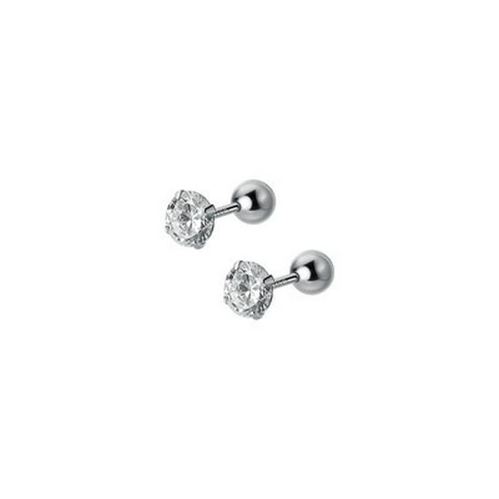 Korean Style Women's Single Diamond Threaded Bead Stud Earrings