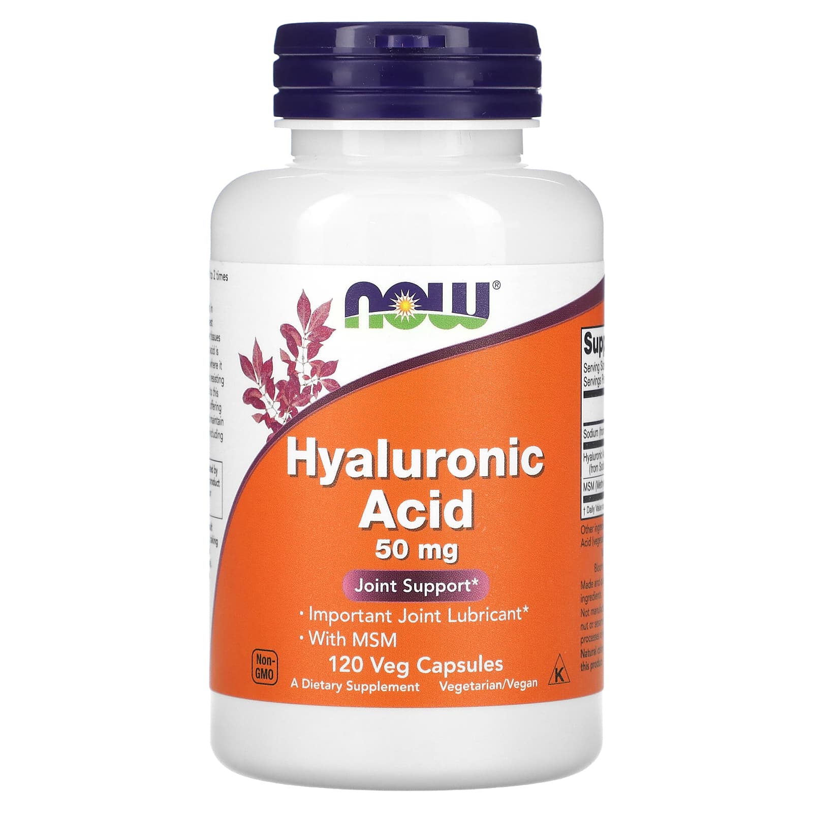 

NOW Foods, Hyaluronic Acid with MSM, 50 mg, 120 Veggie Capsules