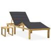 Garden Lounge Chair with Table and Cushion In Wood - vidaXL - Impregnated Pine - Anthracite and Brown - Black