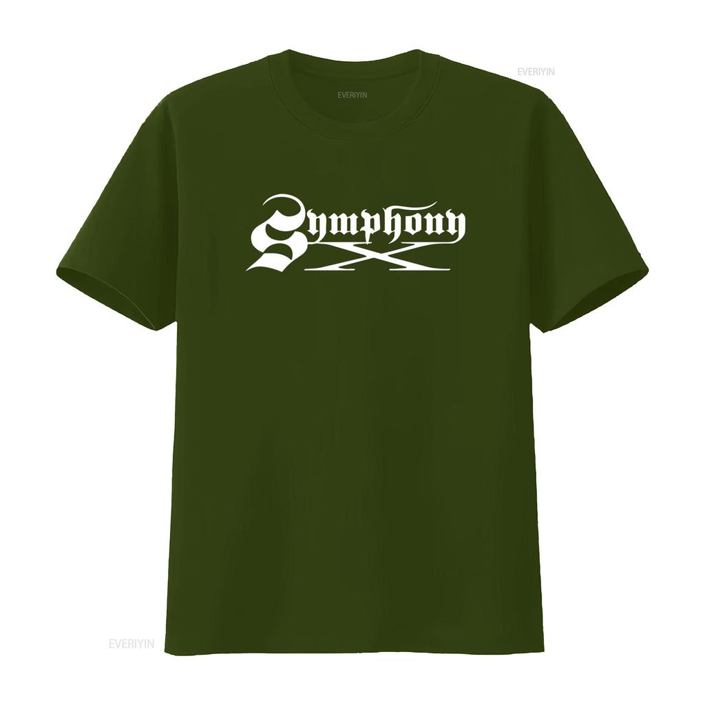 Symphony X Gothic Font Design T Shirt for Men and Women Available in Sizes S XXL Colors Black White vintage Washed Versatile