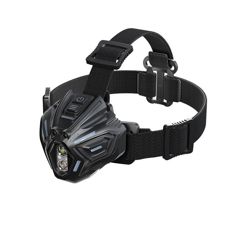 Cyberpunk Style Headlamp Wave Hand Sensing Technology Multi Light Source Modes 2400mAh Rechargeable Battery Caving Night Riding