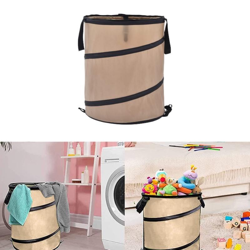 37.8L Collapsible Leaf Trash Can Reinforced Steel Spring Oxford Cloth Collapsible Container Small Size