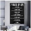 Motivational Posters and Prints On The Wall Canvas Painting Art Picture for Living Room 7 Rules of Life Watch Your Thoughts