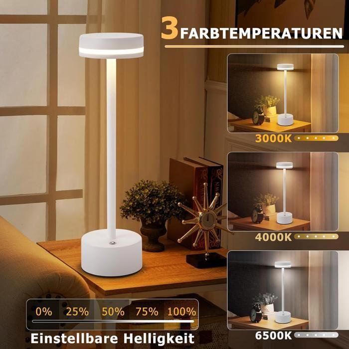 Lampe de table LED - NETTLIFE - LED sans fil - Intensité variable - Batterie rechargeable USB-C - Lot de 2