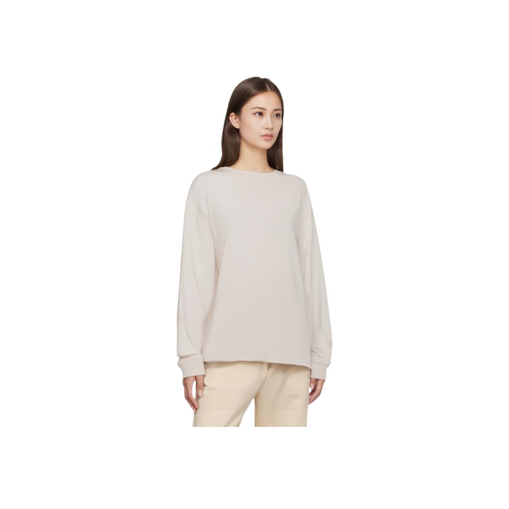 Nike One Relaxed Solid Color Crew Neck Long Sleeve T-Shirt Women Tops Light-Redwood-Brown FN2818-104