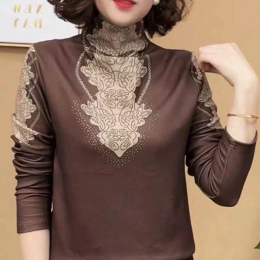 

[New in autumn and winter] 2025 fashion temperament thin velvet warm long-sleeved bottoming shirt top M жёлтый