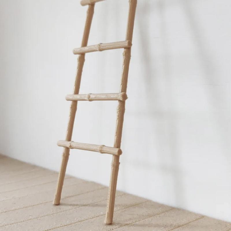 1 Piece Dollhouse 1:12 Scale Simulated Bamboo Ladder Model Micro Landscape Small Ornament Diy Home Decoration