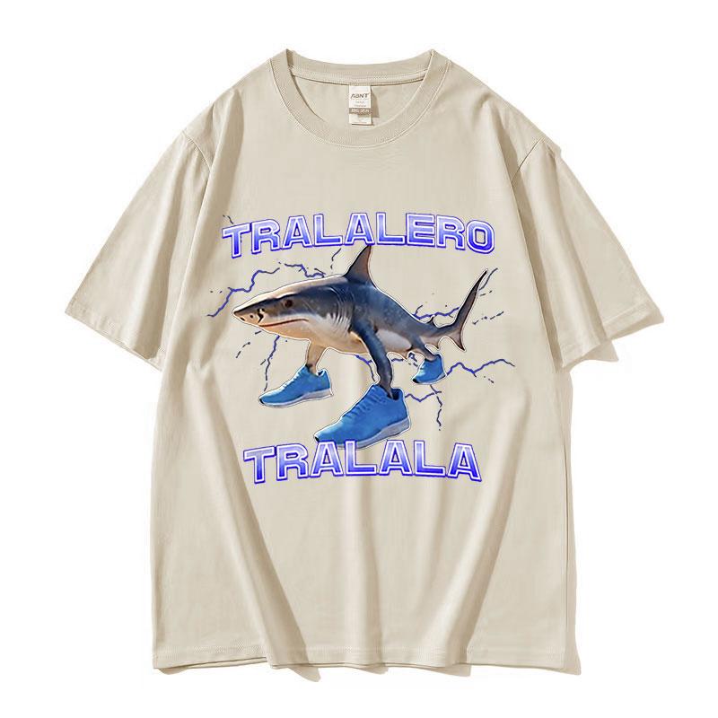 Funny Running Tralalero Tralala Shark Meme T Shirts Men Women Summer ONeck Fashion Retro Cotton Short Sleeve Tshirt Streetwear