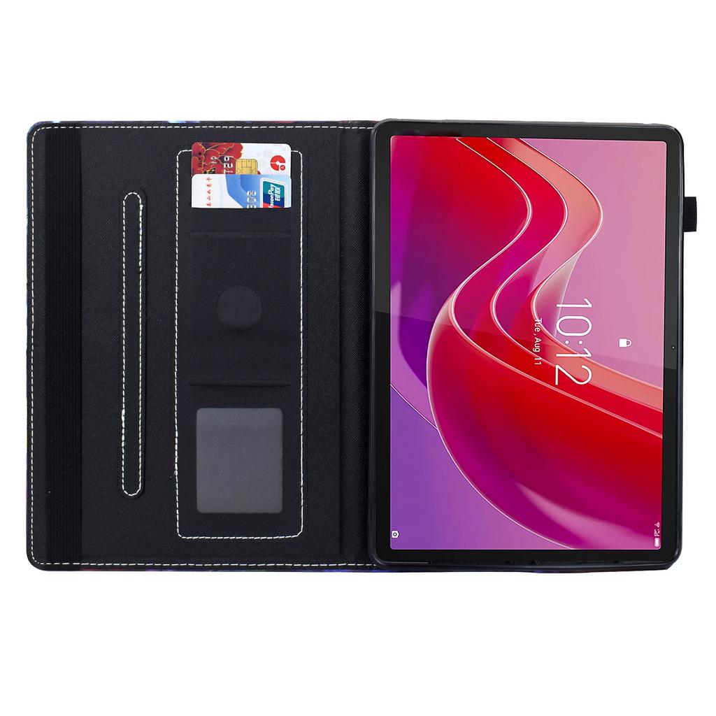 Pre puzdro Lenovo Tab M11/Xiaoxin Pad 11 2024 s potlačou vzoru, držiakom na karty, kožené puzdro so stojanom na tablet
