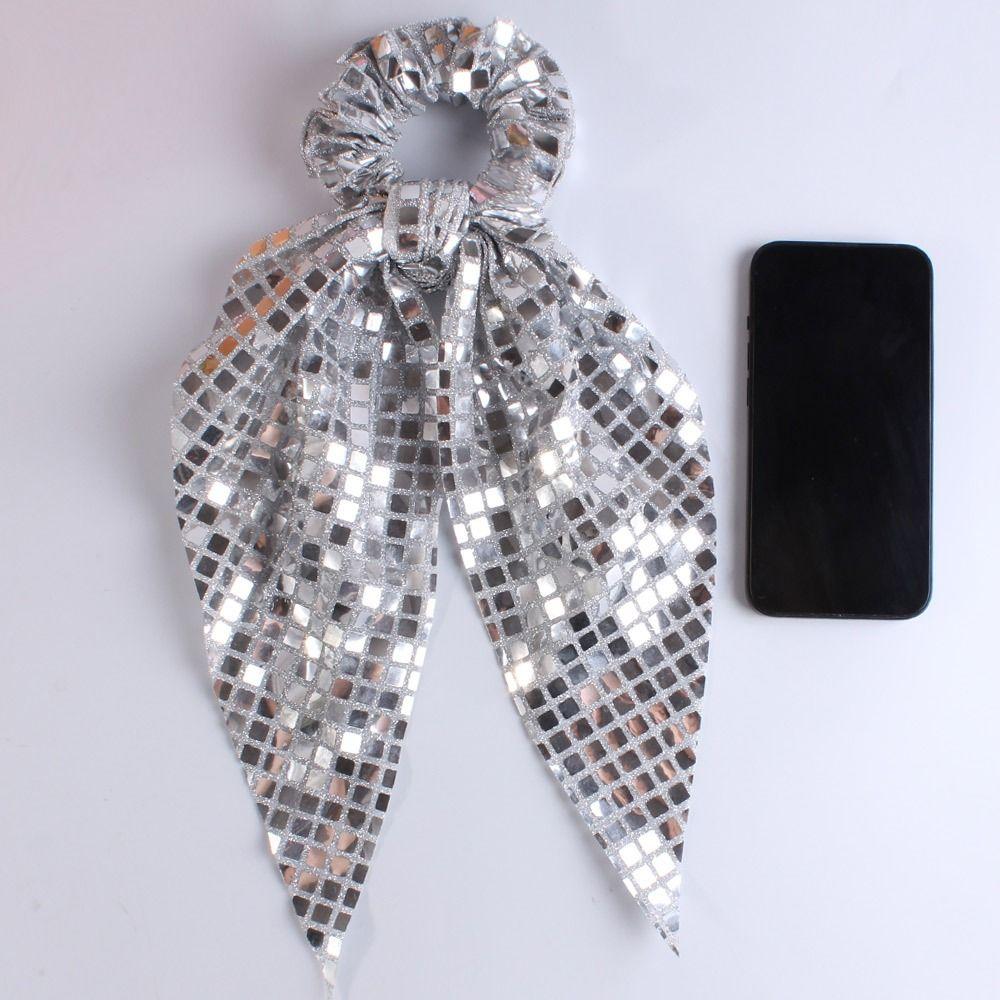 Music Disco Theme Ribbon Hair Ties Sequin Headwear Retro Hair Band Women Girls