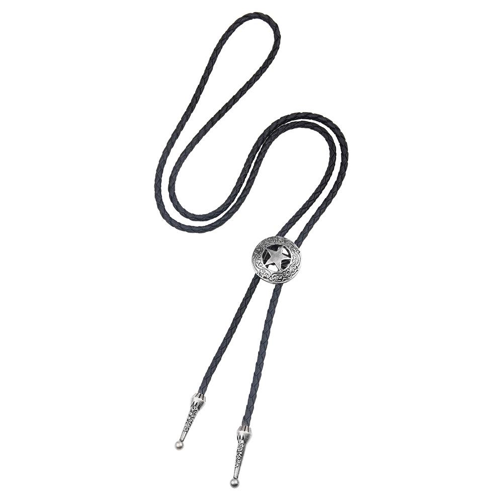 Retro Texas Sheriffstern Western Cowboy Herren Bolo Krawatte Lederseil