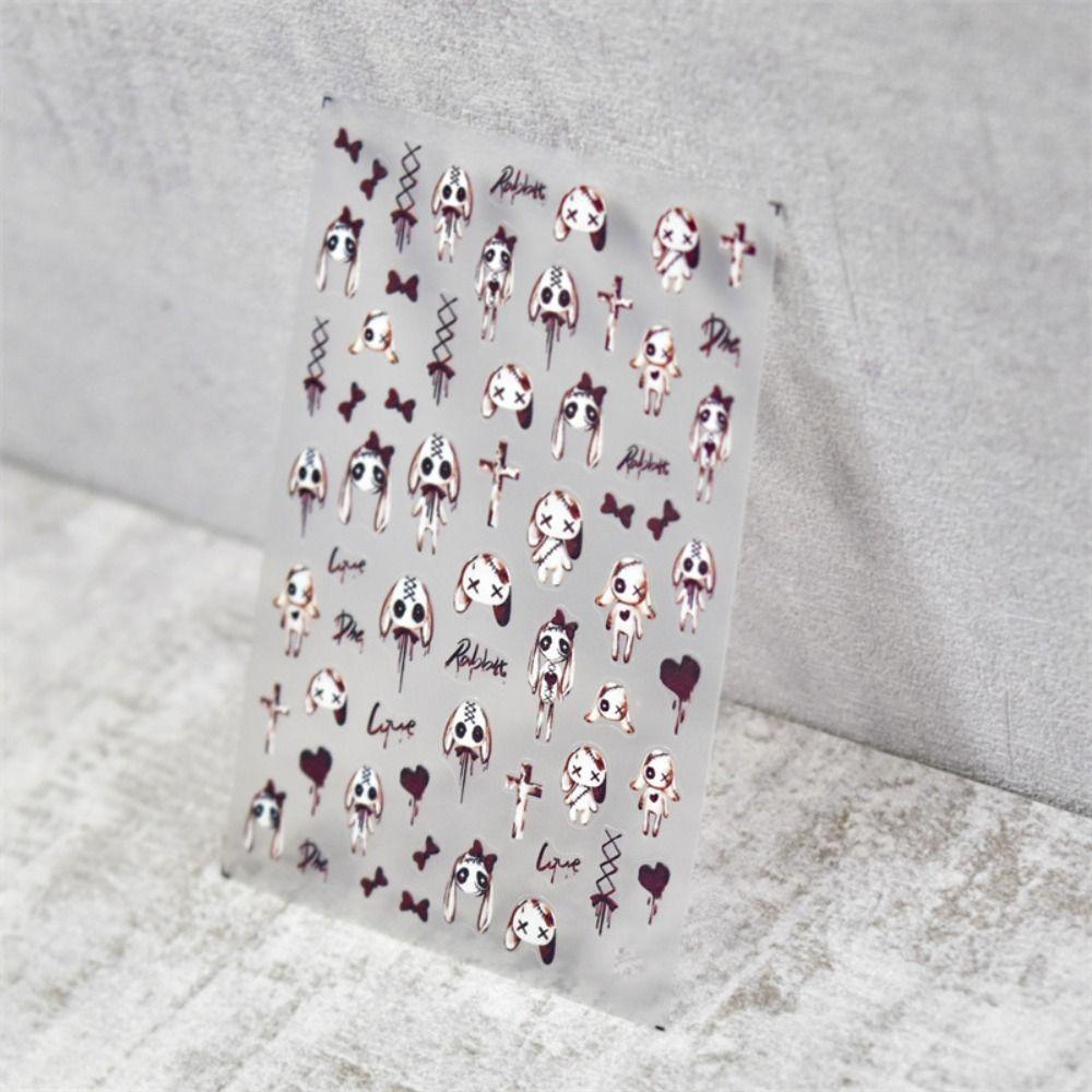 

Ретро Хэллоуин Наклейки для ногтей Bowknot Кролик Кукла Брелоки для ногтей 5D наклейки для ногтей Женские