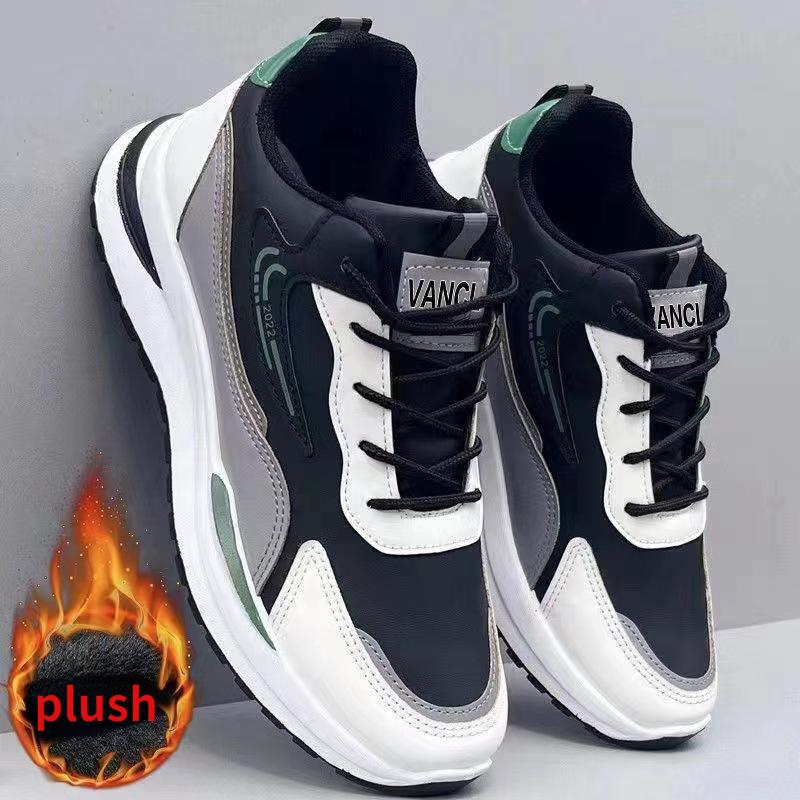 Sneaker in rete da uomo Scarpe sportive in pelle PU più velluto Scarpe casual da uomo Resistenti all'usura Scarpe outdoor da alpinismo