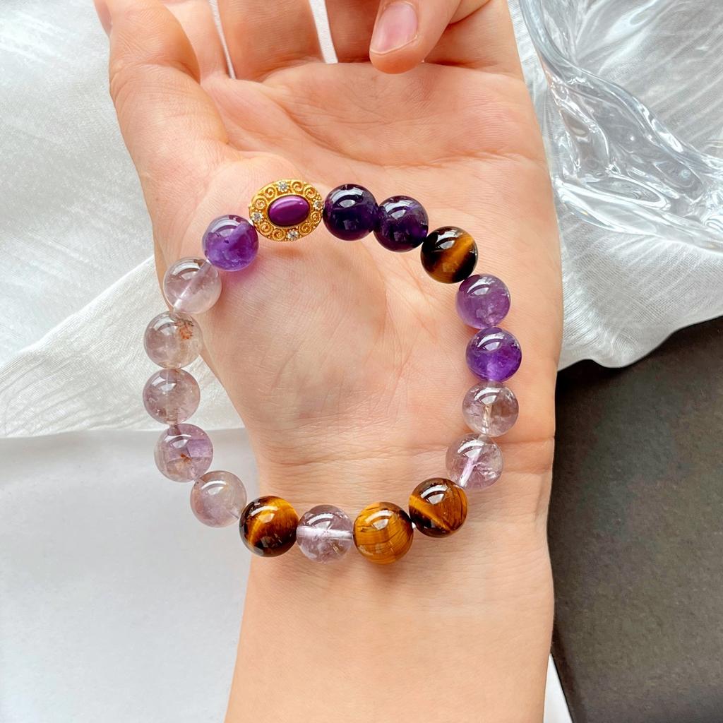 Natural Amethyst Tiger'S Eye Stone Purple Ghost Bracelet Bracelet.