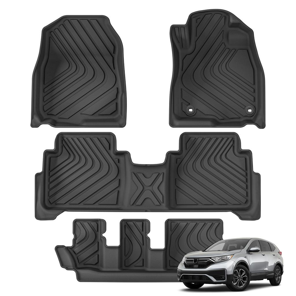 LUCKEASY Right Drive for Honda CR-V CRV 5th Fuel 7Seats 2018-2022 TPE Car Floor Mats Cargo Liner Trunk Pad All-Weather Black