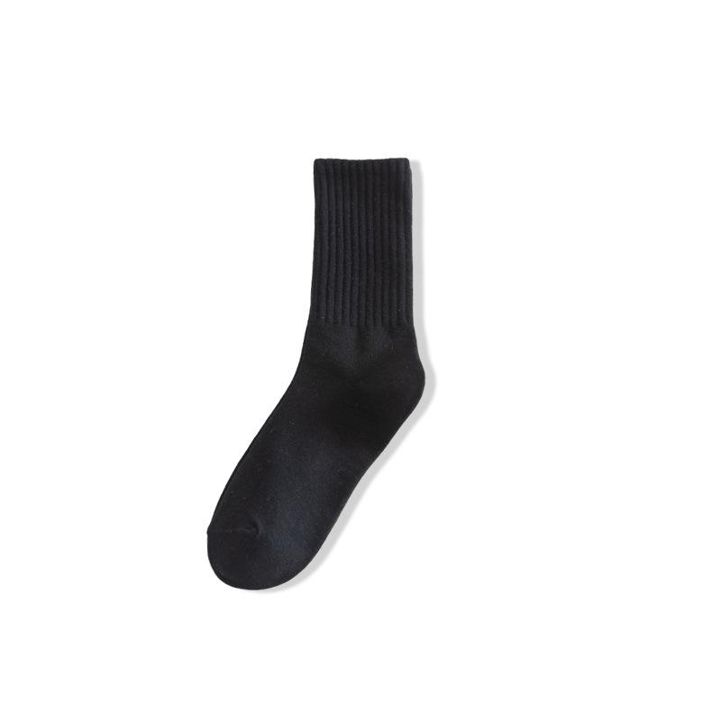 Chaussettes pour filles, Chaussettes montantes tendance à rayures verticales d'automne, Couleur unie polyvalente couleur café, Sport Étudiantes