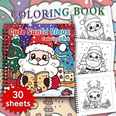 30 Sheets Spiral Coloring Book, 8.3x 8.3in100gsm Thick Paper for Adult Teenagers for Emotional Relief, Christmas Gift