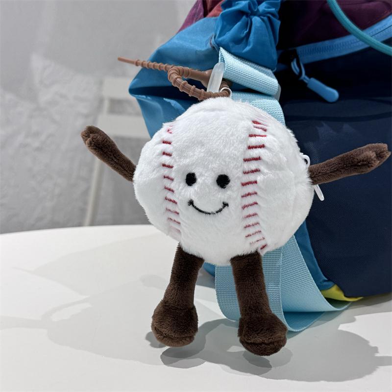Kawaii Sports Ball Plush Keychain Coin Purse Football Basketball Tennis Baseball Stuffed Toy Cute Bag Decor Birthday Gifts Girl
