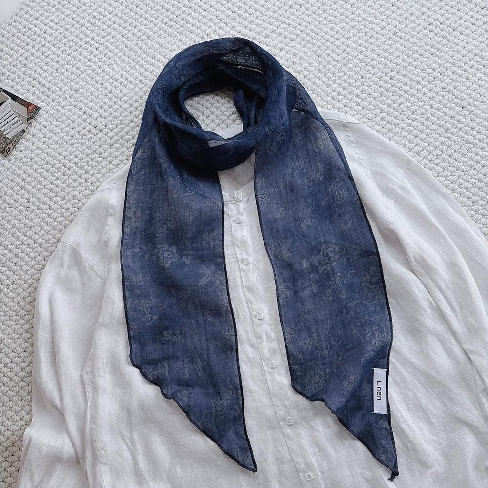 100% Linen Breathable Long Spring and Autumn Scarf For Women Original Style Artistic Neck Protection Soft Scarves 14x170cm