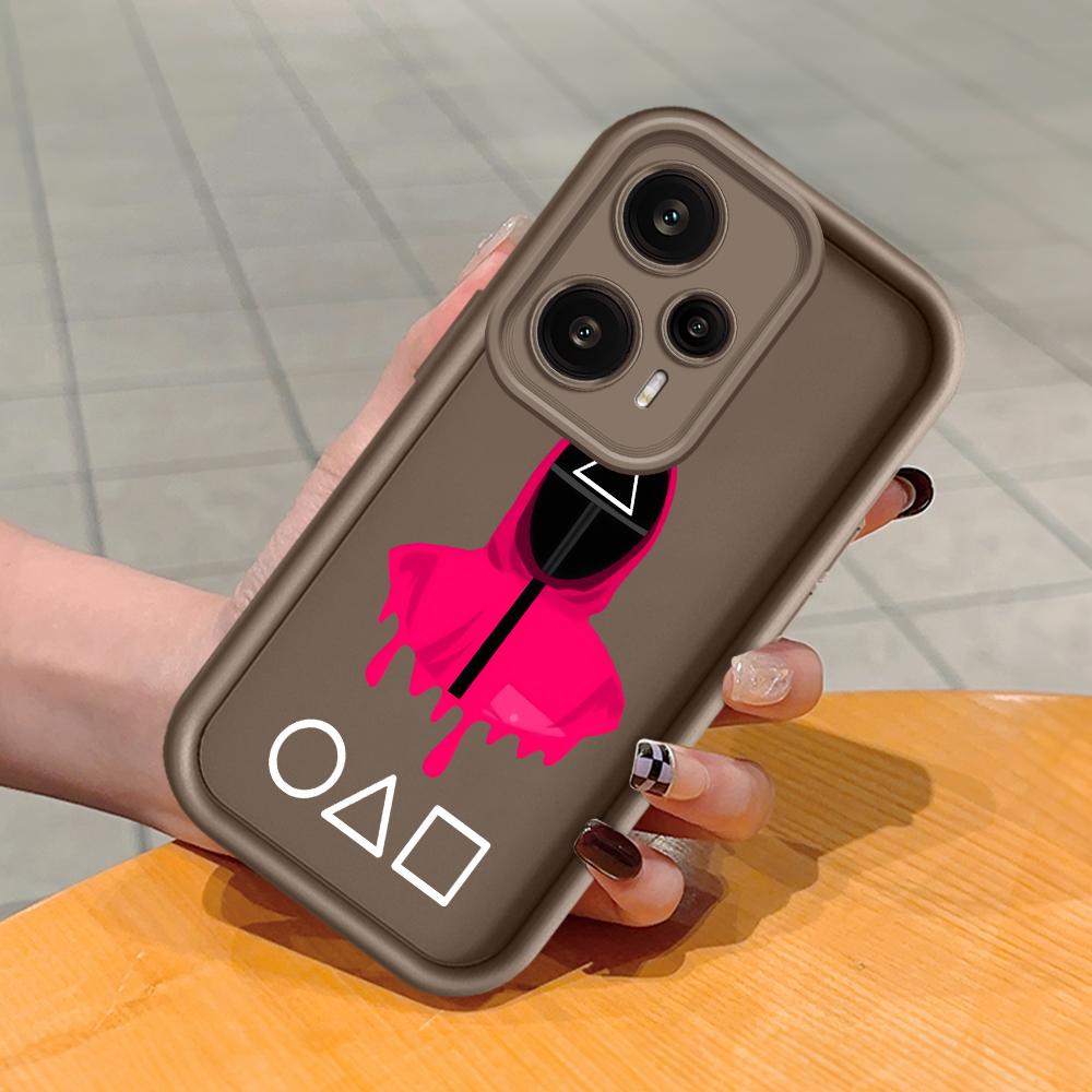 Soft Silicone Square Ladder Printing Pattern Phone Casing Full Cover Camera Shockproof Protection Rubber Case for Xiaomi Redmi