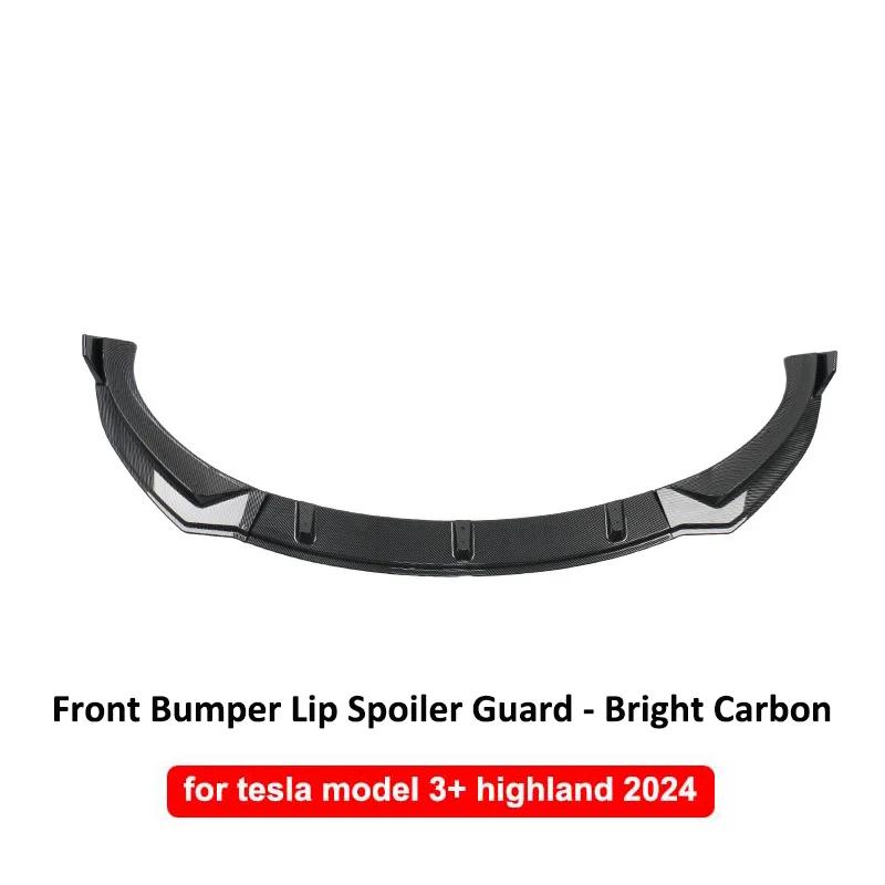 For Tesla Model 3 Highland 2025 3Pcs Front Bumper Lip Splitter Spoiler Guard Diffuser Carbon Fiber ABS Trim Body Kit Accessories