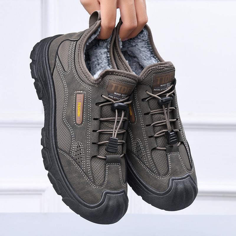 Men's Warm Cotton Shoes 2026 Winter Thicken Plush Fashion Vintage Casual Shoes Outdoor Non Slip Soft Sole Comfortable Sneakers
