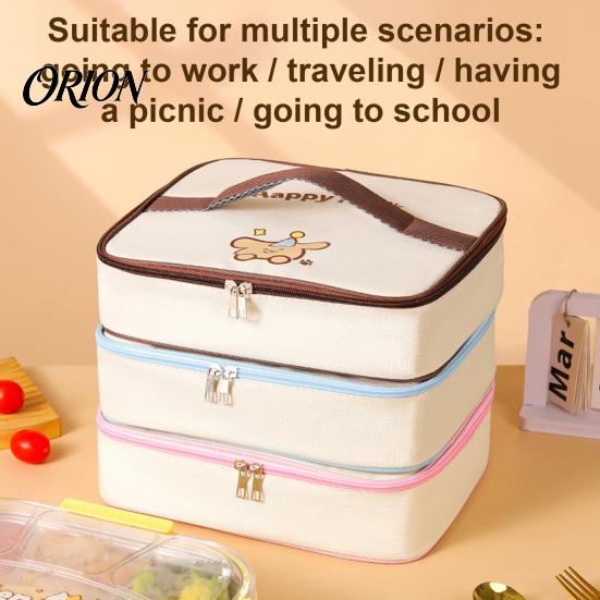 Insulated Lunch Bag for School Square Flat Bag, Thickened Aluminum Foil Lining Box, Organizer Durable Oxford Cartoon Print Food Container And Work