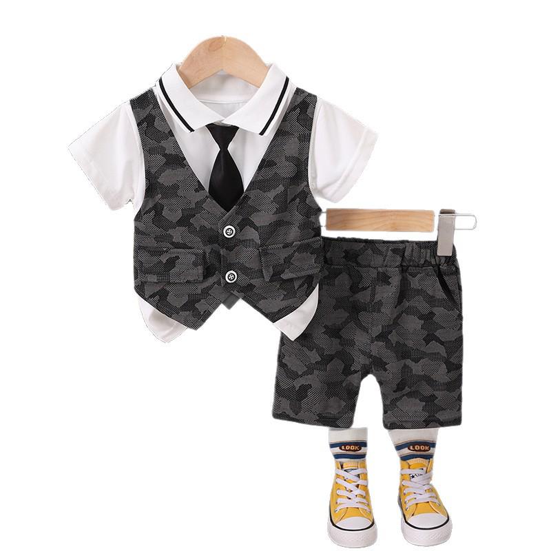Summer Boys' Patchwork Tie Vest & Shorts Set