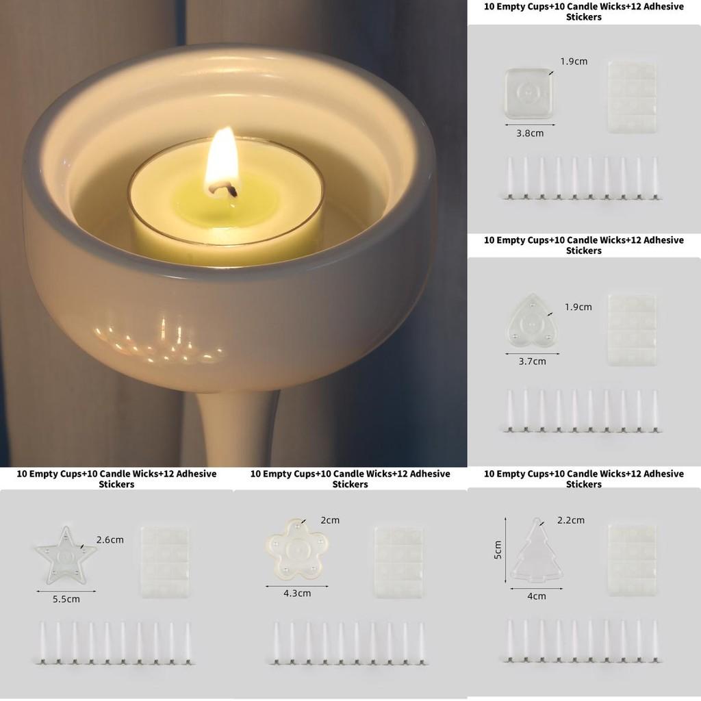 Heart 10pcs Shaped Tea Light Candle Cups Wicks Clear Love Wax Tins Making Jars