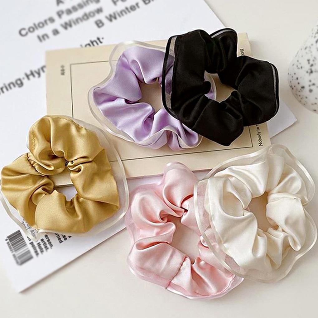 

Женская атласная кружевная вязаная резинка для волос white