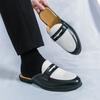 Summer Fashion Semi-slippers Leather Shoes Men Casual Fashionable Breathable Flip-flops Without Heels Size 38-46 Men Slippers