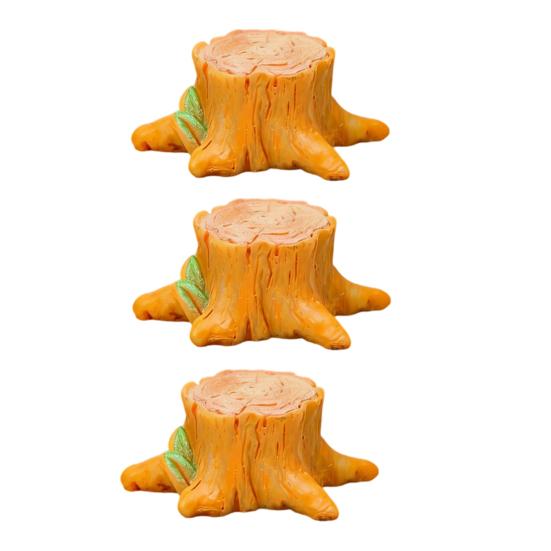 3Pcs Forest Stump Cottage Resin Fairy Garden Landscape Ornaments Decor for Moss Terrarium, Desktop Miniature Landscape with Wood House Accessory
