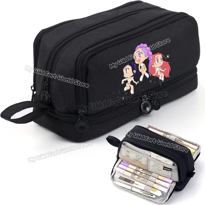 High Quality Kpop Demon Hunters High-capacity Pencilcase Rumi Mira Zoey Girl Stationery Pouch Cartoon Student Pencil Bag School Supplies