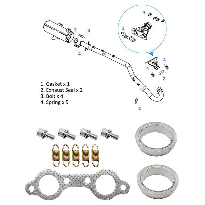 Exhaust Muffler Gasket Seal Spring Rebuild Kit For Polaris 5811511 3610047 Bolt Gasket Donut Seals Spring Accessories