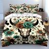 Floral Skull Western Bedding Set Bedding Duvet Cover Set Duvet Cover Pillowcases (1 * Duvet Cover 2 * Pillowcases, Without Duvet Insert)