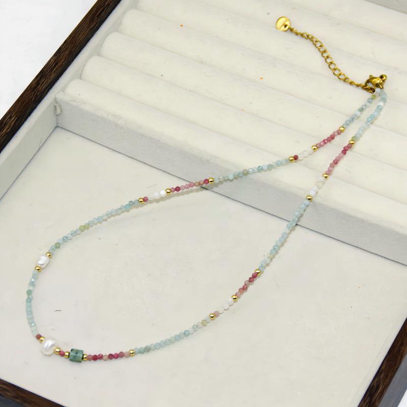 Freshwater Pearl & Natural Stone Beaded Choker - Versatile Clavicle Necklace for Women