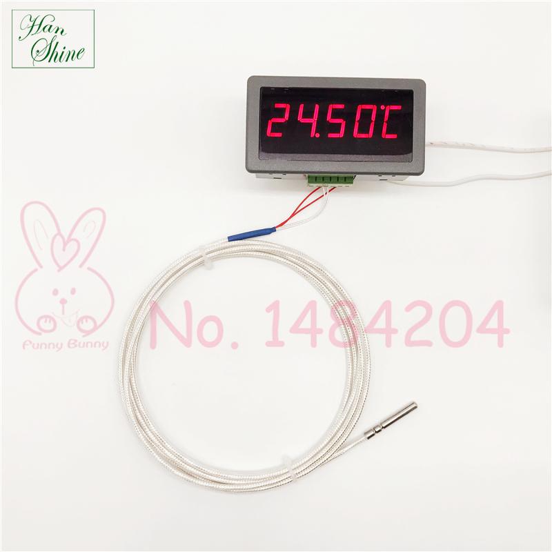 Digital Thermometer DC12V 24V / 5V Red Blue LED Temperature Display Indicator 5135T, Optional: Pt100 RTD Sensor Class A 4 Wire