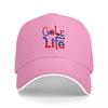 Golf Life Logo Baseball Cap Black with Red and Blue Embroidery Sporty Design for Golf Enthusiasts Casual Wear Adjustable Fit
