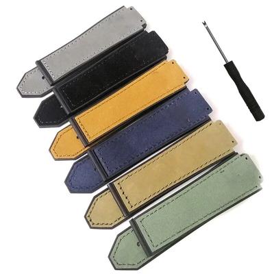 Ersatzbänder für Hublot Big Bang Classic Fusion 25 mm x 19 mm Schnalle, 22 mm mattiertes Lederarmband, Rückseite aus Gummi