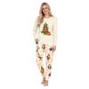 Christmas Print Neck Top and Jogger Pants Set Casual Two Piece Outfit for Holiday Loungewear
