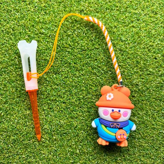Kreslená kachna Držák na golfová odpaliště s provázkem proti ztrátě Průhledná plastová PVC odpaliště pro konzistentní odpaly Zábavné novinkové golfové příslušenství