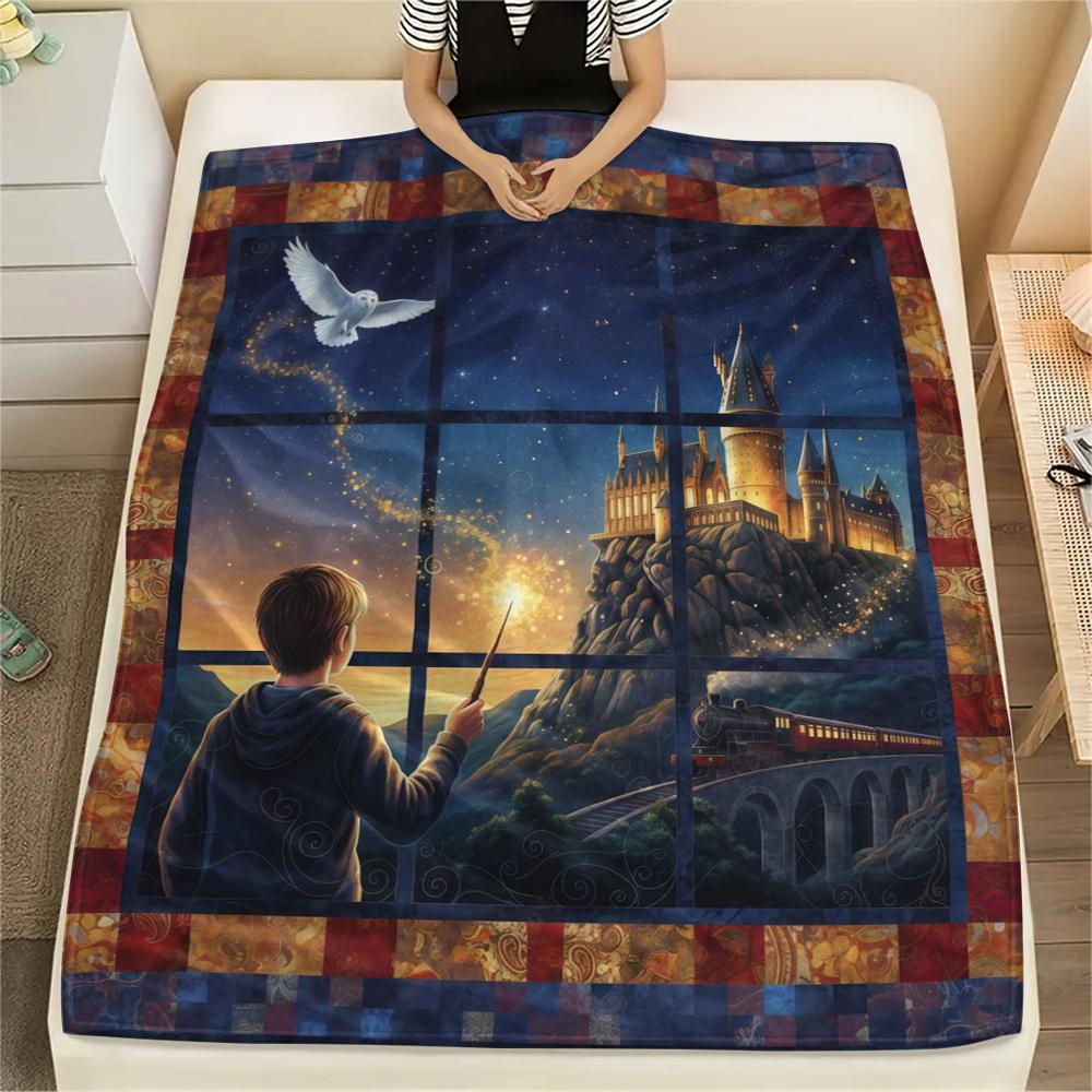 1Pc Cartoon Print Flannel Blanket, High Quality Comfortable for All Seasons, Home Decor, Warmth and Comfort, Perfect for Christmas Birthday Gift