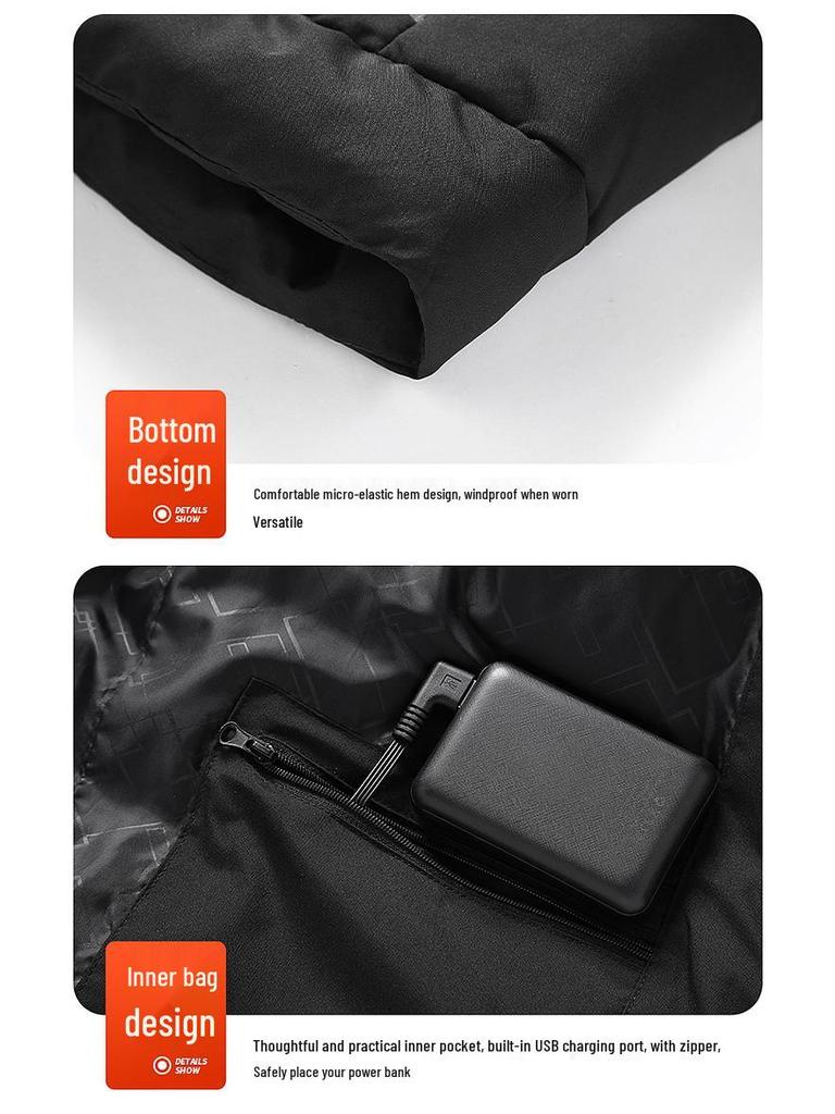 Unisex Smart Heated Winter Jacket with Hood - Rechargeable and Temperature-Controlled.