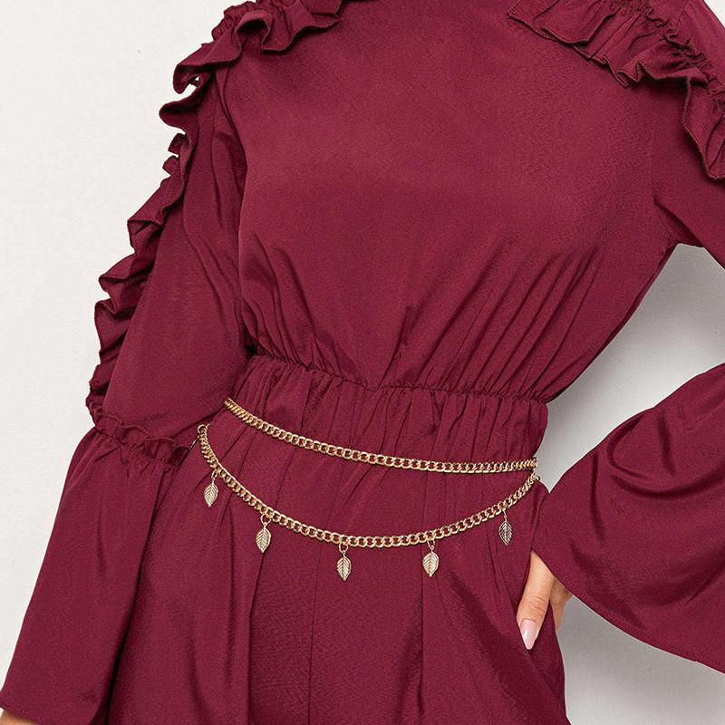 Bohemian Waist Chain For Women With Shell And Leaf Motifs And Metal Finish