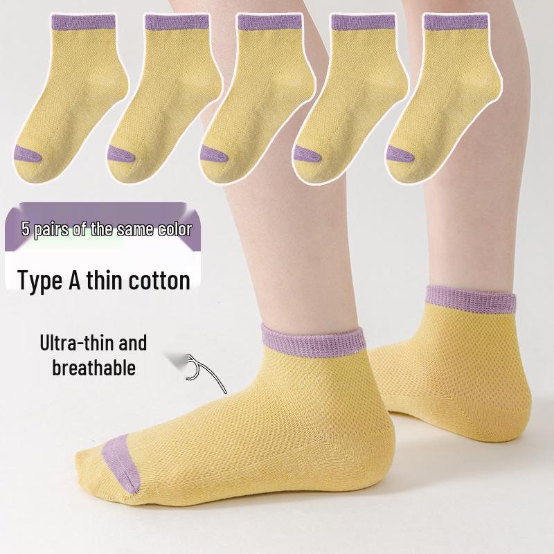 Girls' Summer Mesh Socks - Lightweight and Breathable Short Boat Socks for Spring and Summer