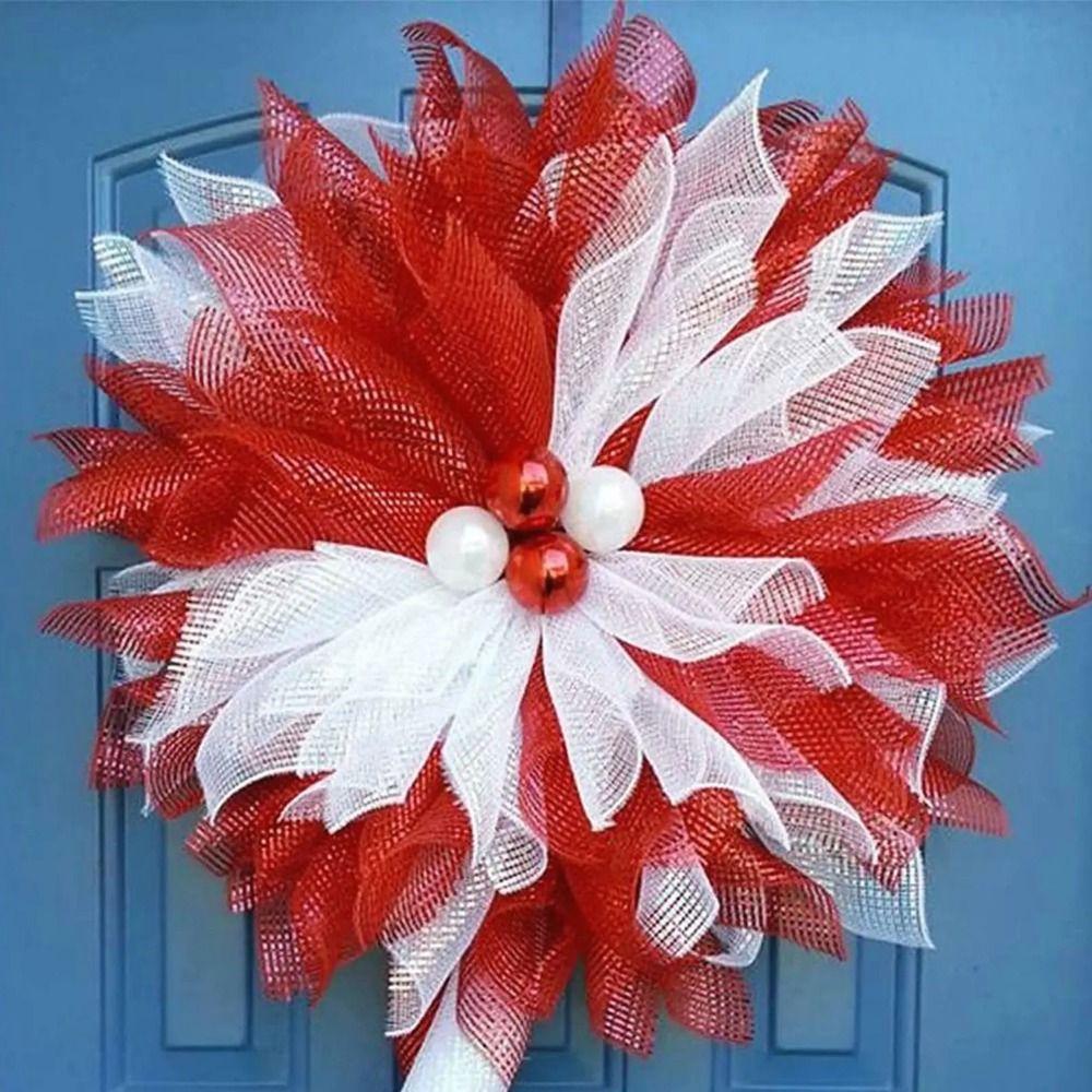 DIY Craft Christmas Decoration Mesh Ribbon Christmas Flower Wreath Mesh  Christmas Tree Decoration